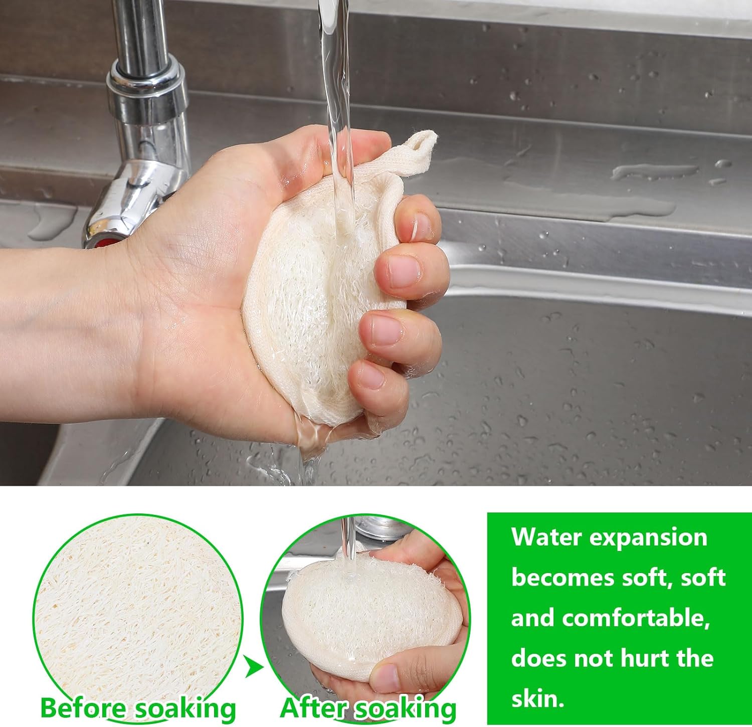 4 Pcs Natural Loofah Sponge Facial Scrub Pads Exfoliating Pads for Face Exfoliating Pads Scrubbers Facial Sponge Loofah for Women Men Bath Shower, Face That Gets You Clean - Image 2