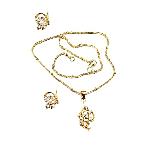 vinayak Solitaire rhodium plated pendant set collections (Cubic Zirconia marquise) (C Z music)