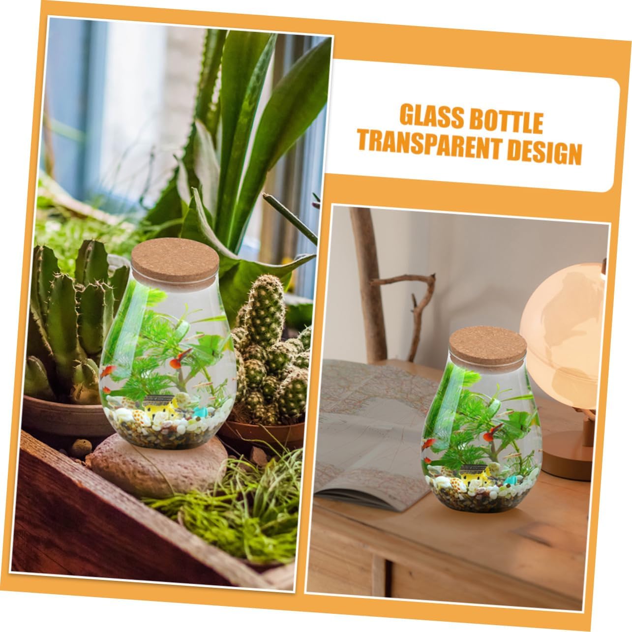 2Pcs Terrarium Glass Bottle Decorative Micro Landscape Vases for Indoor Plants Flowers Unique Display for Home Decor DIY Moss Hydroponic Arrangements