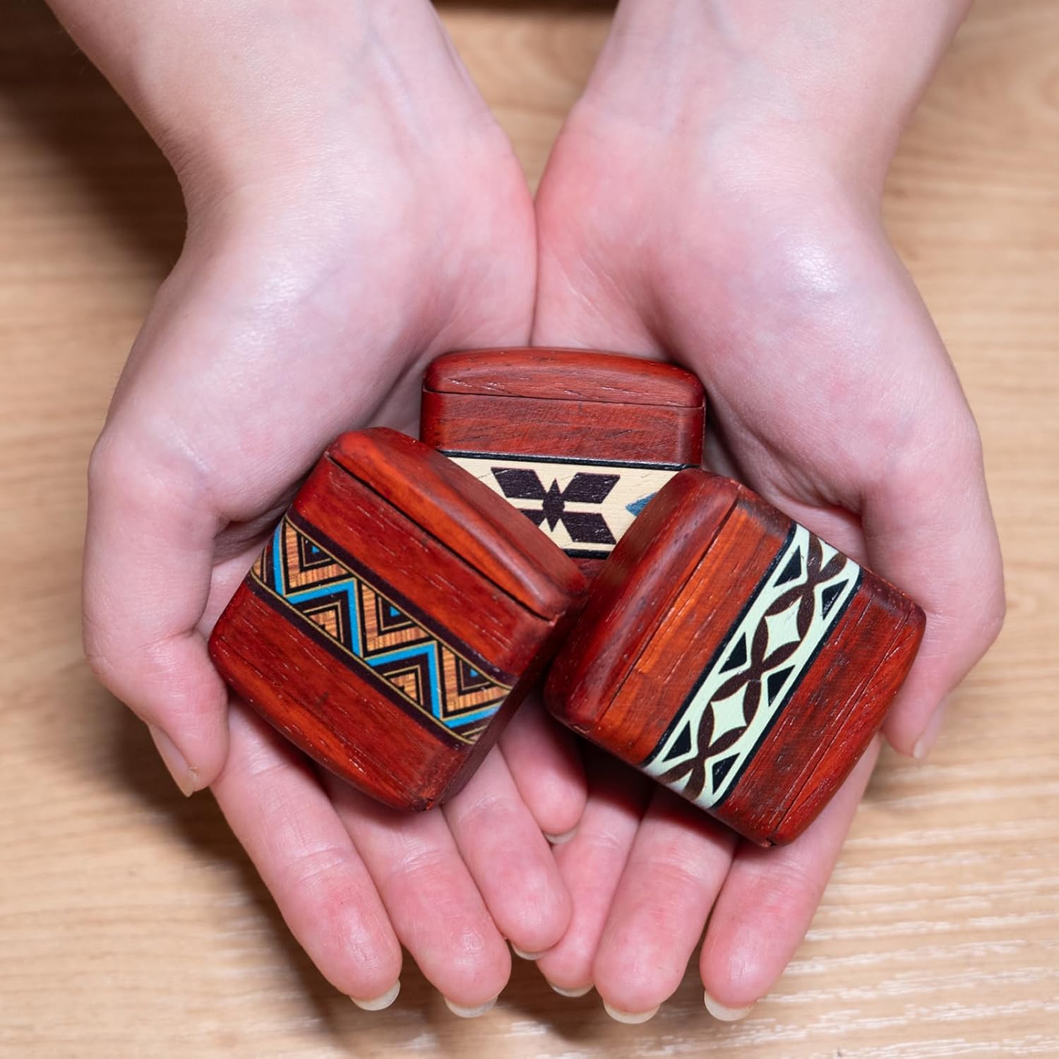 3pcs Small Wooden Pill Organizer Boxes Travel Case Hidden Safe for Jewelry Keepsake Decorative Mini Trinket Ideal for Storing Rings Cufflinks Earrings Necklaces and Medicine Perfect Travel Size