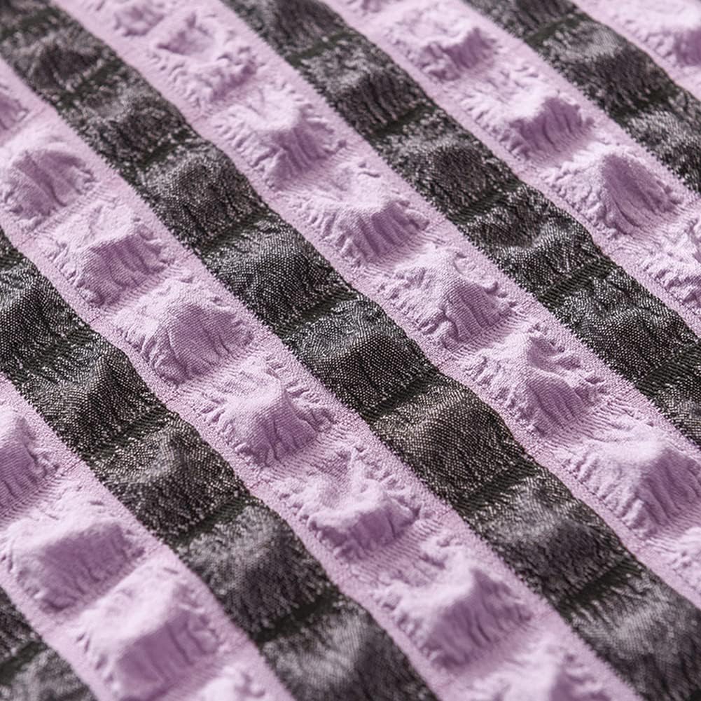 vctops One Piece Stretch Sofa Slipcover with Skirt Seersucker Universal Washable Sofa Couch Cover High Elastic Durable Furniture Protector (3 Seaters, Purple)