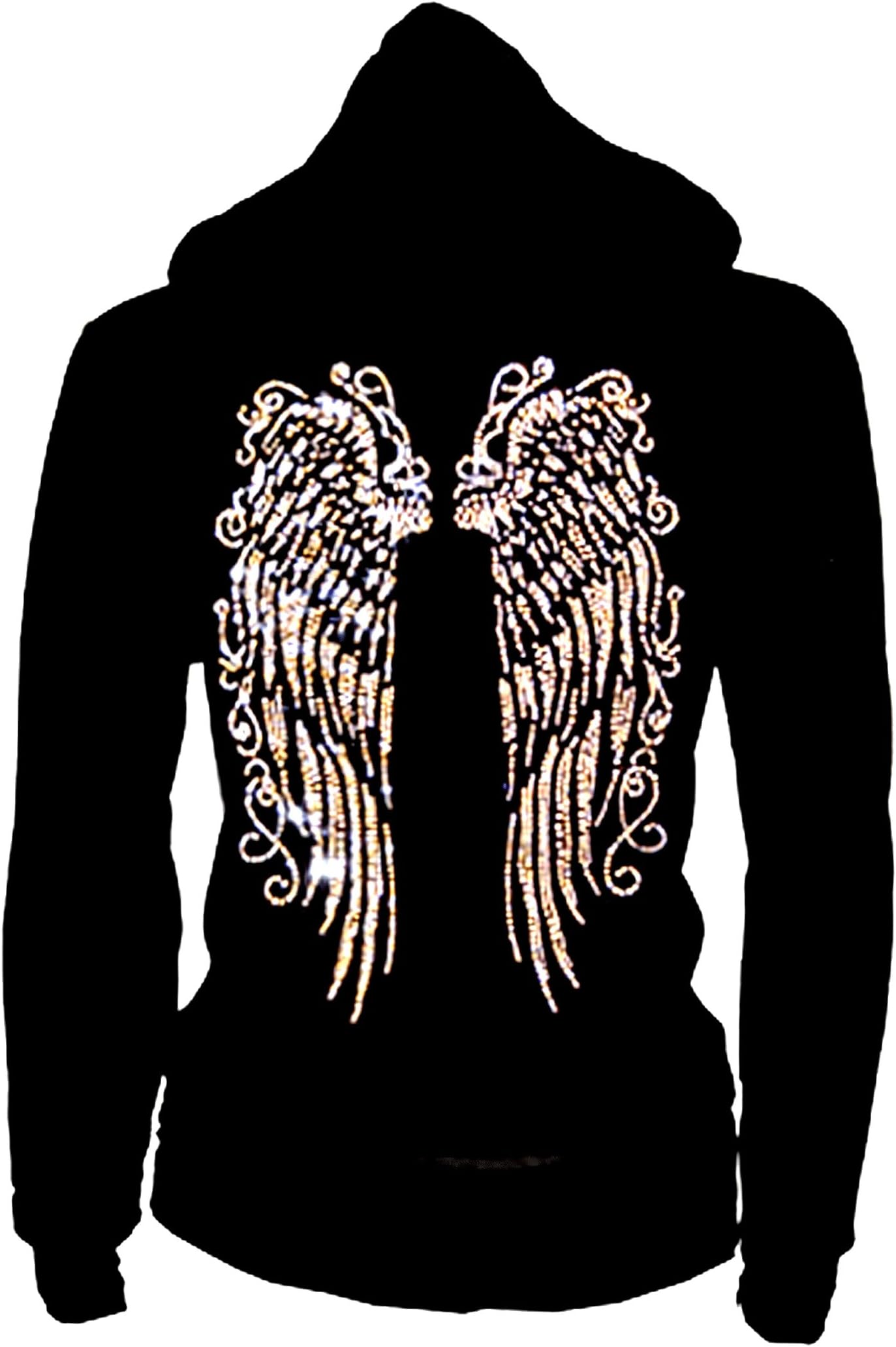 Women's Long Angel Wings Zip up Hoodie,Sweater,LADY Rhinestones Streetwear Oversized Jacket,Woman Graphic Hoody