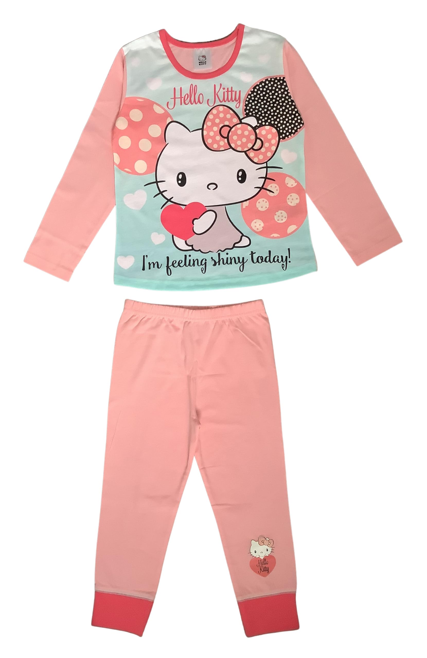 Hello Kitty Girls Pink Pyjamas, 2 Piece Nightwear Set, Age 7-8 Years