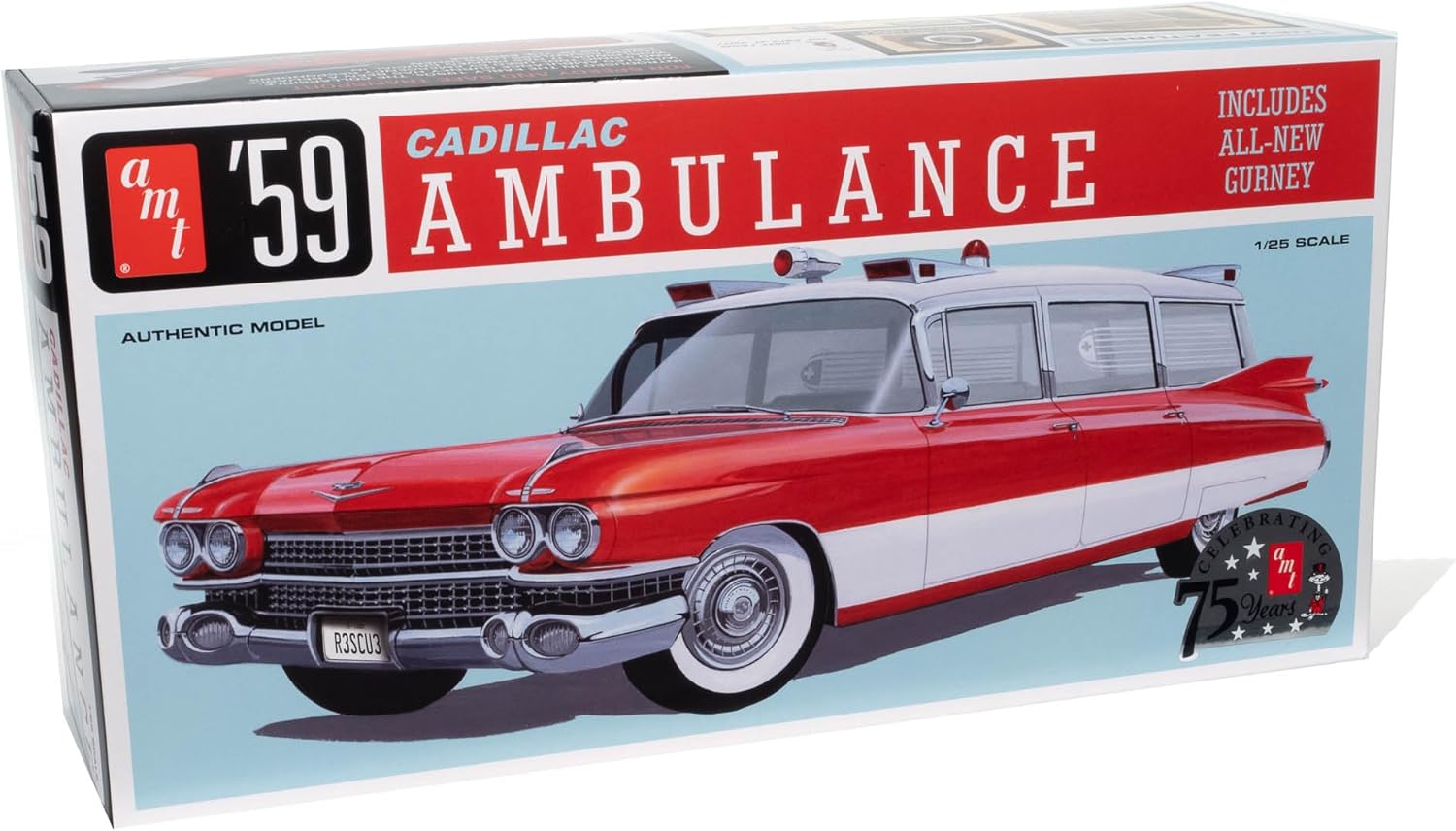 AMT 1959 Cadillac Ambulance w/Gurney 125 Scale Model Kit Amazon.co