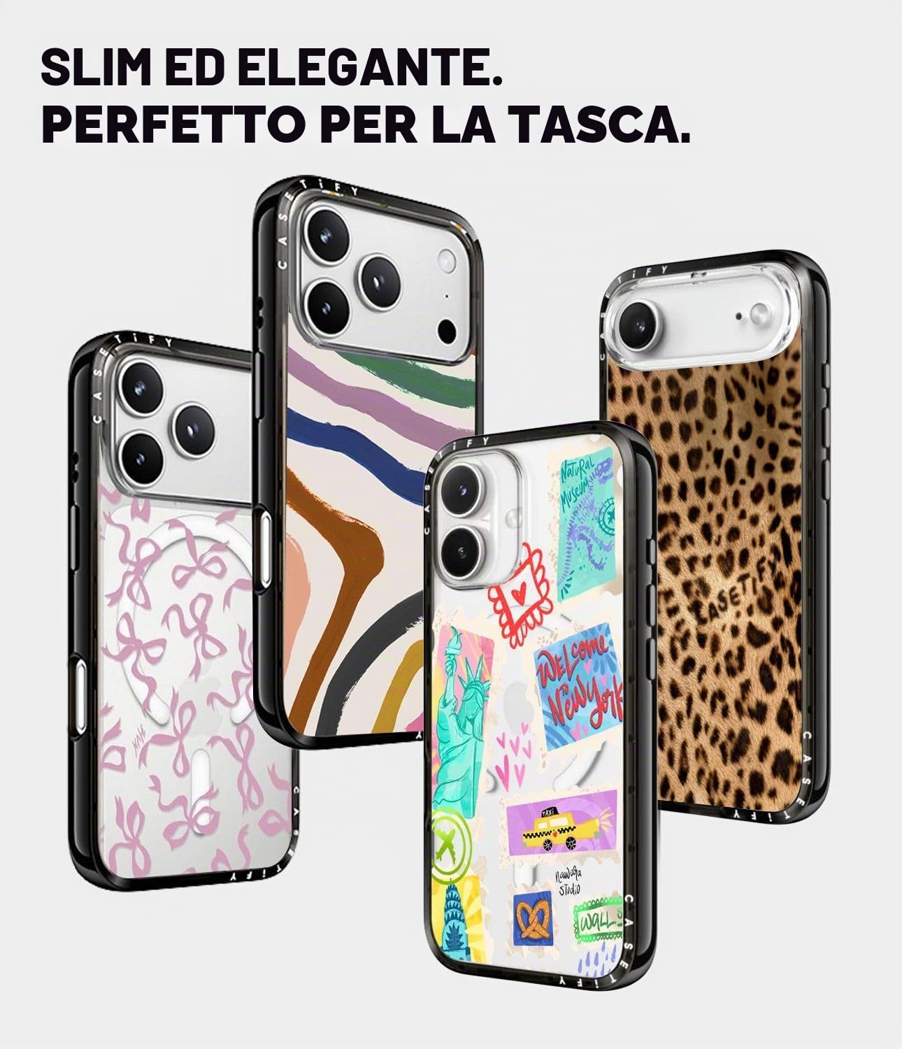 CASETiFY Magsafe - Custodia compatta per iPhone 17 Pro, leggera, sottile, compatibile con Magsafe, colore: Nero trasparente