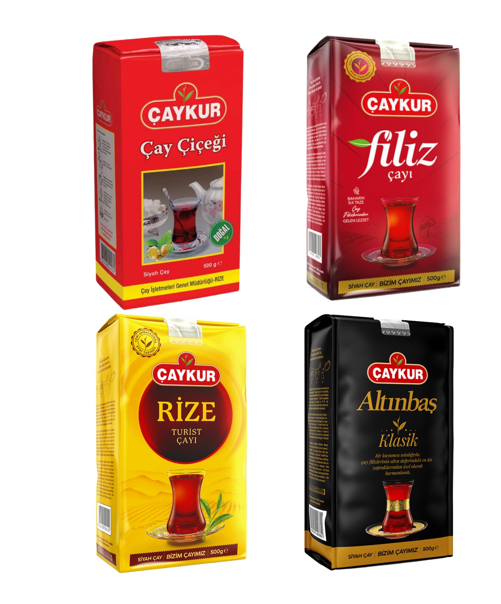 Turkish Black Tea Quartet by Caykur - Filiz & Caycicegi & Altinbas & Rize, 500g each