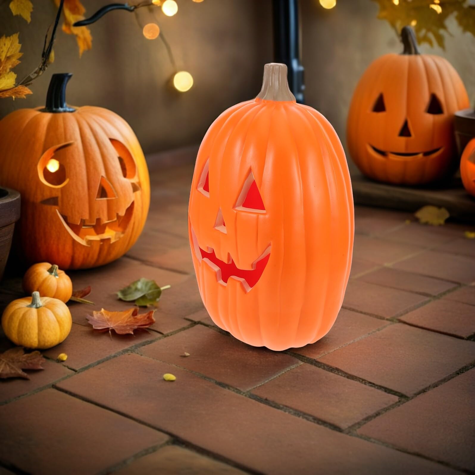 POPETPOP Calowa Świecąca Dynia LED Do Dekoracji Halloween Wodoodporna Figurka Świetlna Stół i Ogród Uniwersalna Ozdoba Imprezy Wewnątrz i Zewnątrz Sztuczna Świecąca Dynia