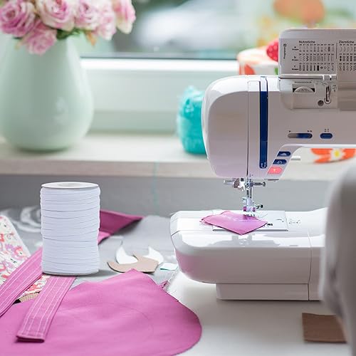 Miniatura 5 de Banda elástica plana para coser, 14 de pulgada 50 yardas de alta elasticidad, cordón elástico blanco de cuerda elástica, carrete elástico de punto