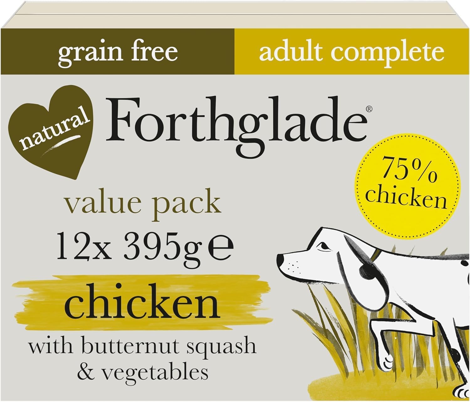 Forthglade Wet Dog Food (12 x 395g Trays) Adult 1 year +, Grain Free