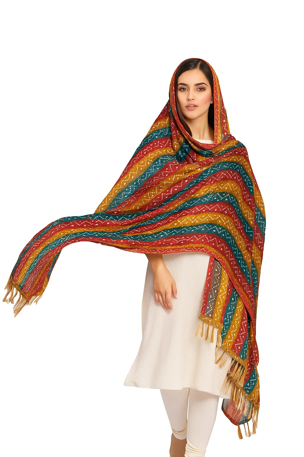 phulkarigiri Women's Silk Jaipuri Bandhani Dupatta - Rajasthani Bandhej Chinon Silk Dupatta - Complements Suits, Lehenga | Fade-Resistant Fabric-picture-39