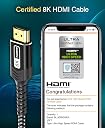 BlueRigger 10K 8K Certified HDMI 2.1 Cable 48Gbps (15FT, 8K 60Hz, 4K 120Hz, eARC, HDR10 VRR HDCP 2.3) Certified Ultra High Speed HDMI Cable Braided Cord - For Gaming Xbox Series X Roku HDTV Monitor gallery image