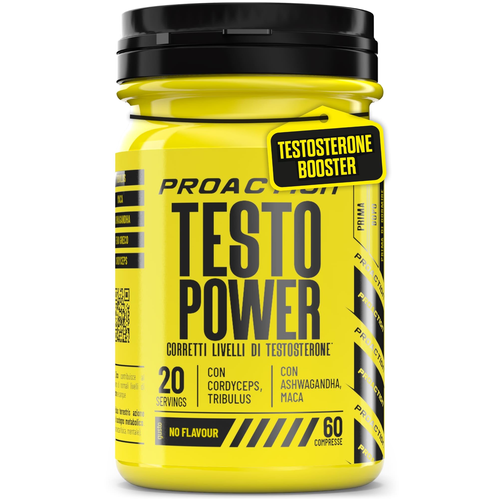 ProAction TESTO POWER | Testosterone Booster con Alto Dosaggio di Tribulus Terrestris, Maca Nera, Fieno Greco, Ashwagandha e Zinco | Integratore Testosterone Uomo per Aumento Massa Muscolare | 60 cpr