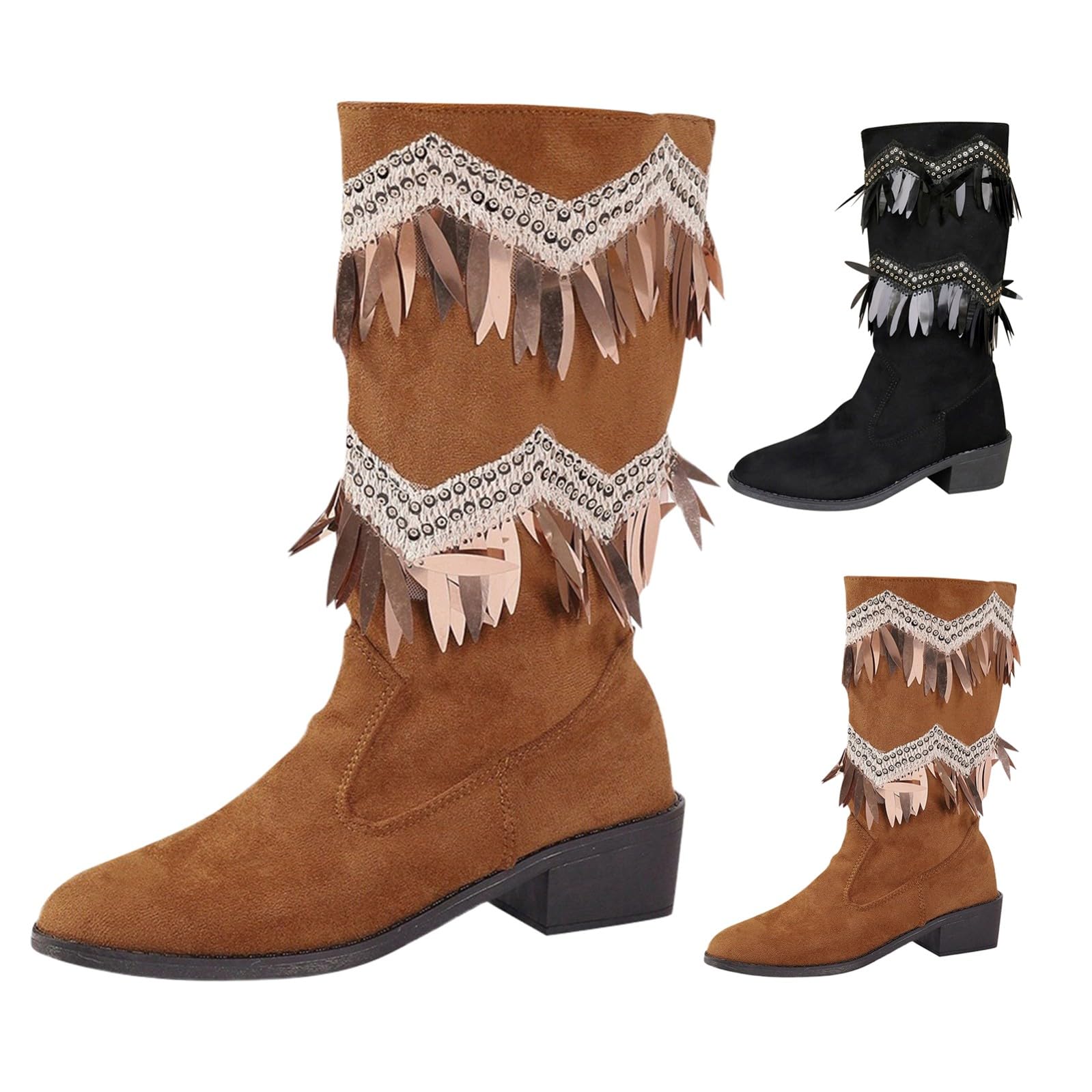 Cocila Botas De Ante para Mujer, Estilo Casual, con Borlas Y Caña. Disponibles En Tallas Grandes. Mujer Invierno Pelo Tacon Botines Negros Fino Planos Casual Barefoot Australianas Bota Media