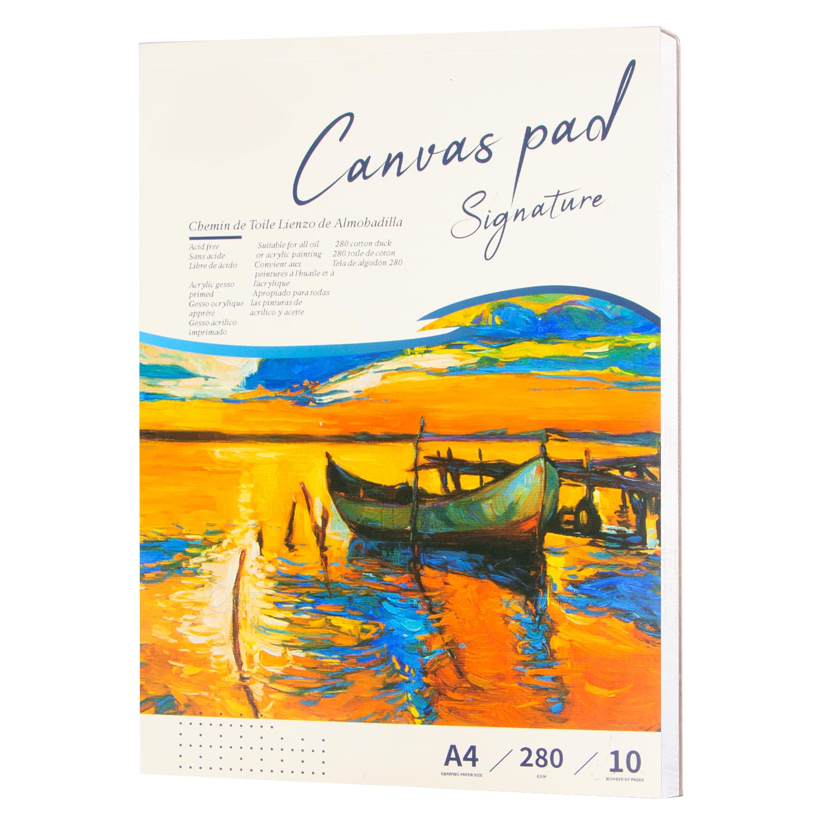 A4 Canvas Paper Pad for Painting, 280GSM Canvas Pad, Easy Tear Artist Canvas Pad for Acrylic Painting, Plein Air, Studio & Classroom Use, Ideal for Artists & Hobbyists