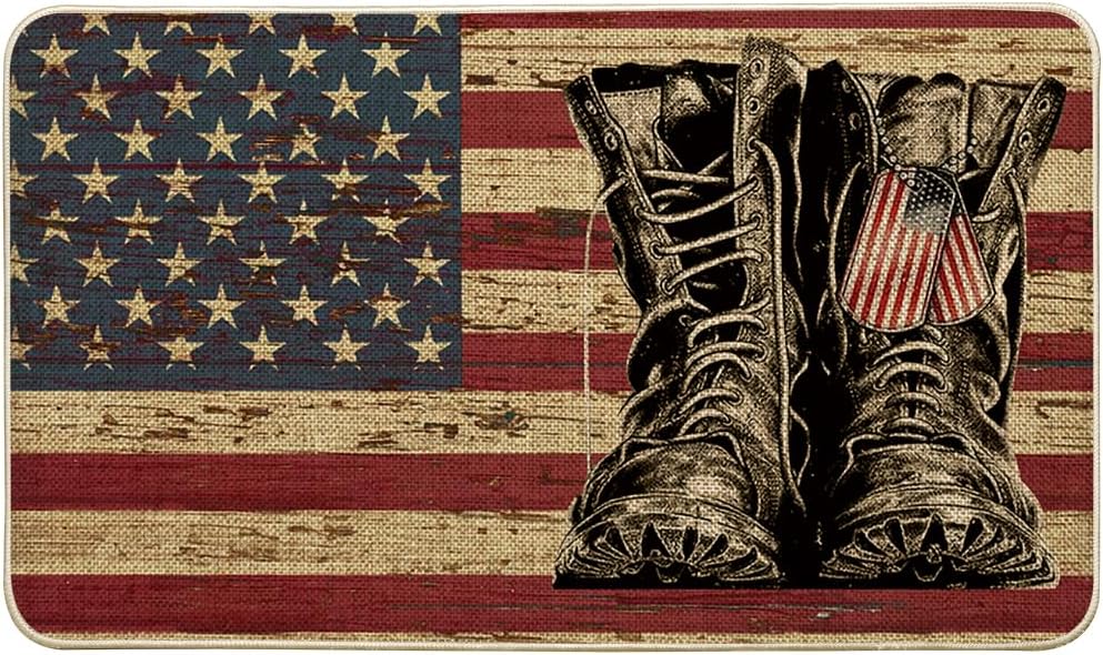 Artoid Mode American Flag Boots 4TH of July Doormat, Memorial Day Home Decor Low-Profile Switch Rug Door Mat Floor Mat for Indoor Outdoor 24x35 Inch