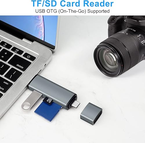 Miniatura 5 de BorlterClamp - Lector de tarjetas SD USB C 5 en 1, lector de tarjetas Micro SD, USB C a USB 3.0 y adaptador de lector de tarjetas de memoria,