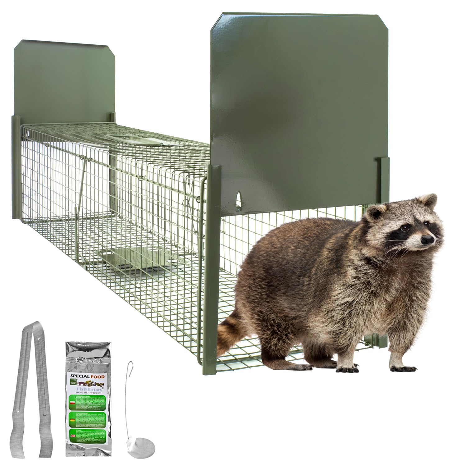 Petigi Lebendfalle Drahtfalle Marder Lebend Wiesel Garten Kaninchen Abwehr Umsiedeln Falle Haus Zubehör Ratte Rattenfalle Vertreiben Dachboden 120 x 26 x 26 cm Grün