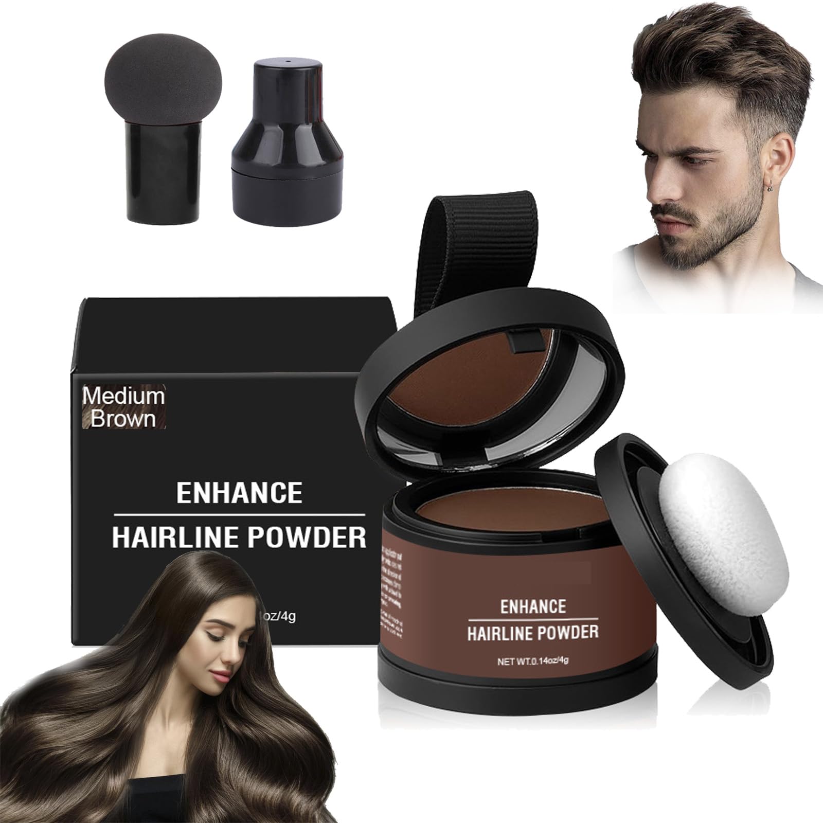Waverloo Magic Root Cover Up, Waverlo Magic Root Cover Up, Waverly Magic Root Cover Up, Waterproof Enhance Hairline Powder with Mirror, Root Cover Up Powder for Women & Men (Medium Brown)