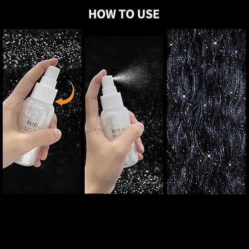 Glitter Body Spray,1 Count Shimmering Spray,Body Glitter Sprays,Sparkling Sprays,Body Makeup for Women & Girls,Cosmetic Product for Party (02)(01)