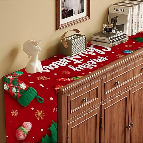 Miniatura 92 de Juego de manteles individuales y camino de mesa de muñeco de nieve y árbol de Navidad, 7 piezas (1 camino de mesa + 6 manteles individuales), diseño