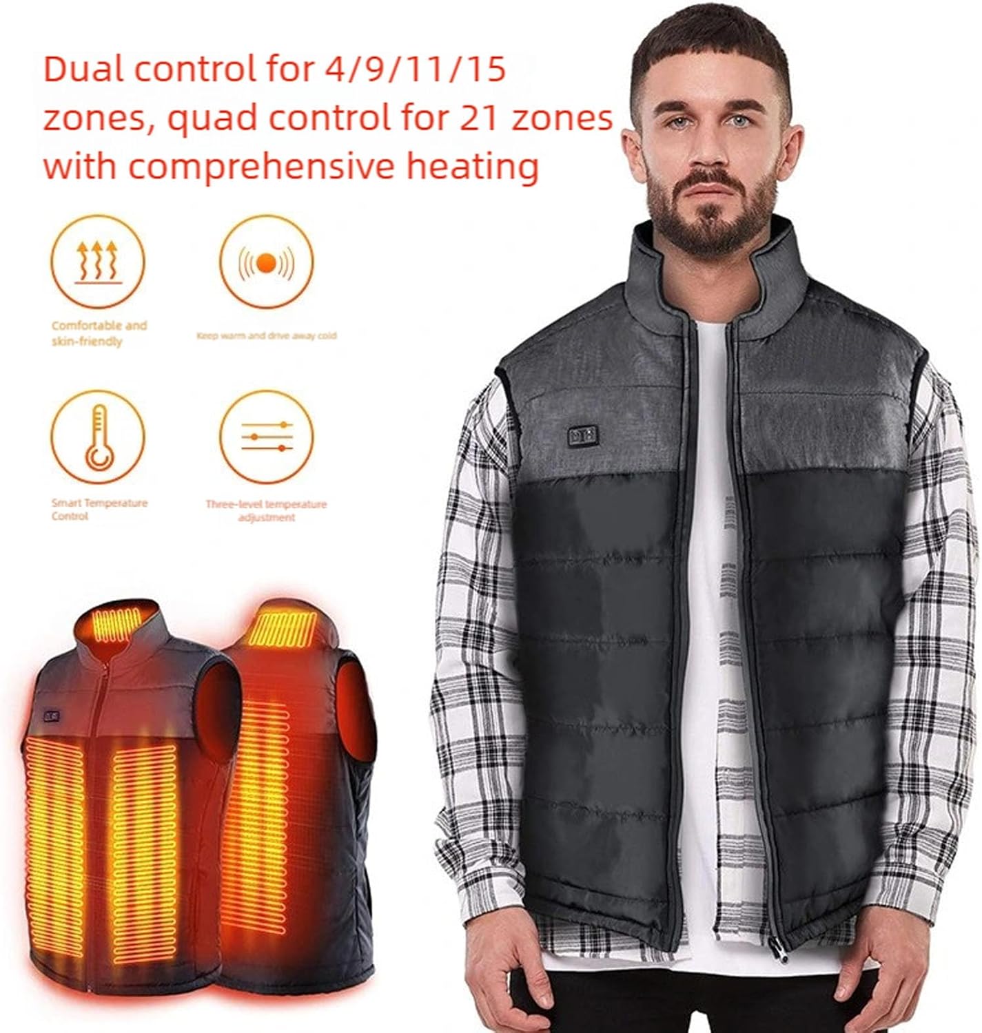 Insulated Battery Operated Heating Vest Double Purpose Layering Gear for Extreme Cold Outdoor Activity Multiple Layer Heated