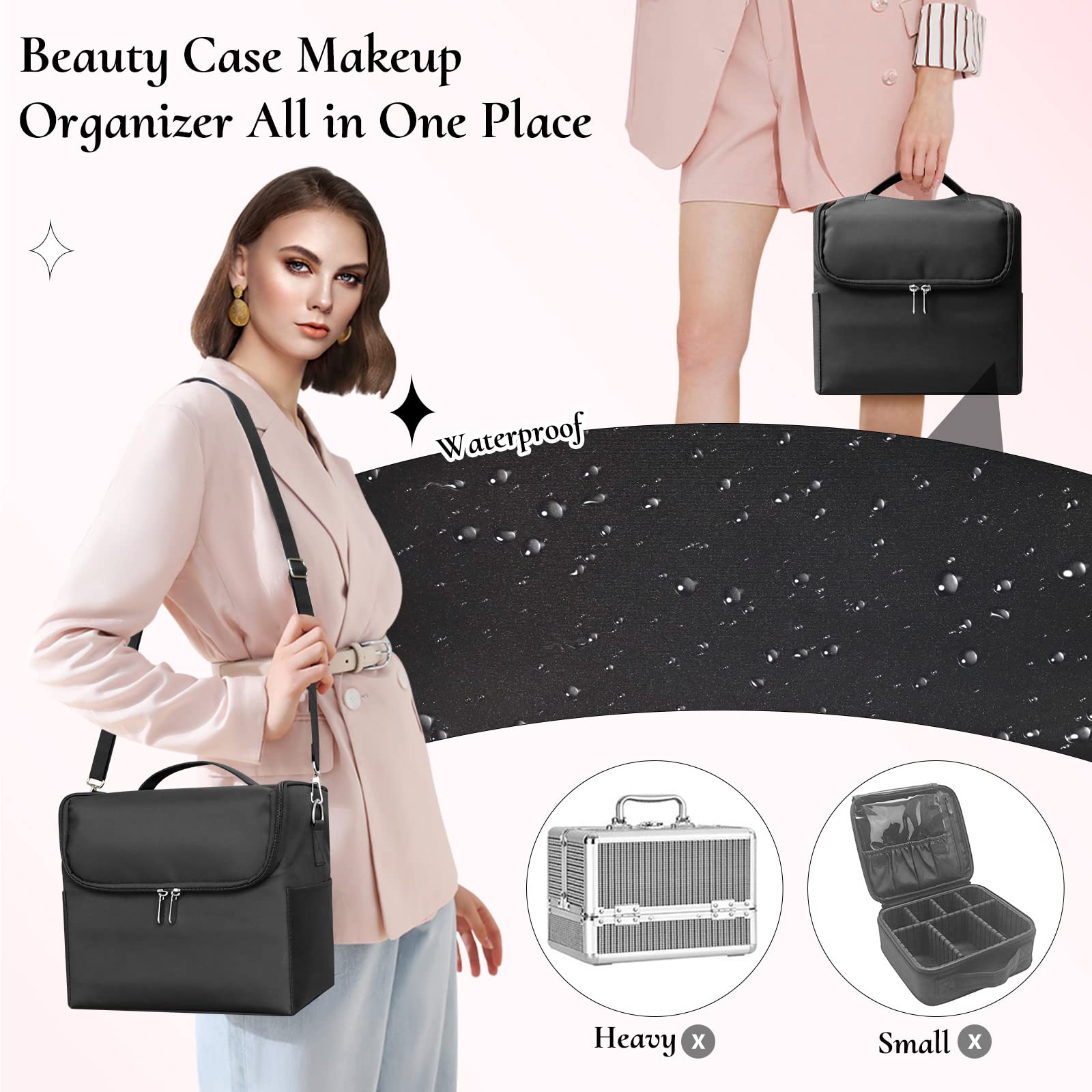 Valigetta Porta Trucchi, Beauty Case Donna Borsa Trucco Professionale Grande, Valigia Make Up Bag Organizer Borsa Estetista Portatrucchi Trousse Makeup