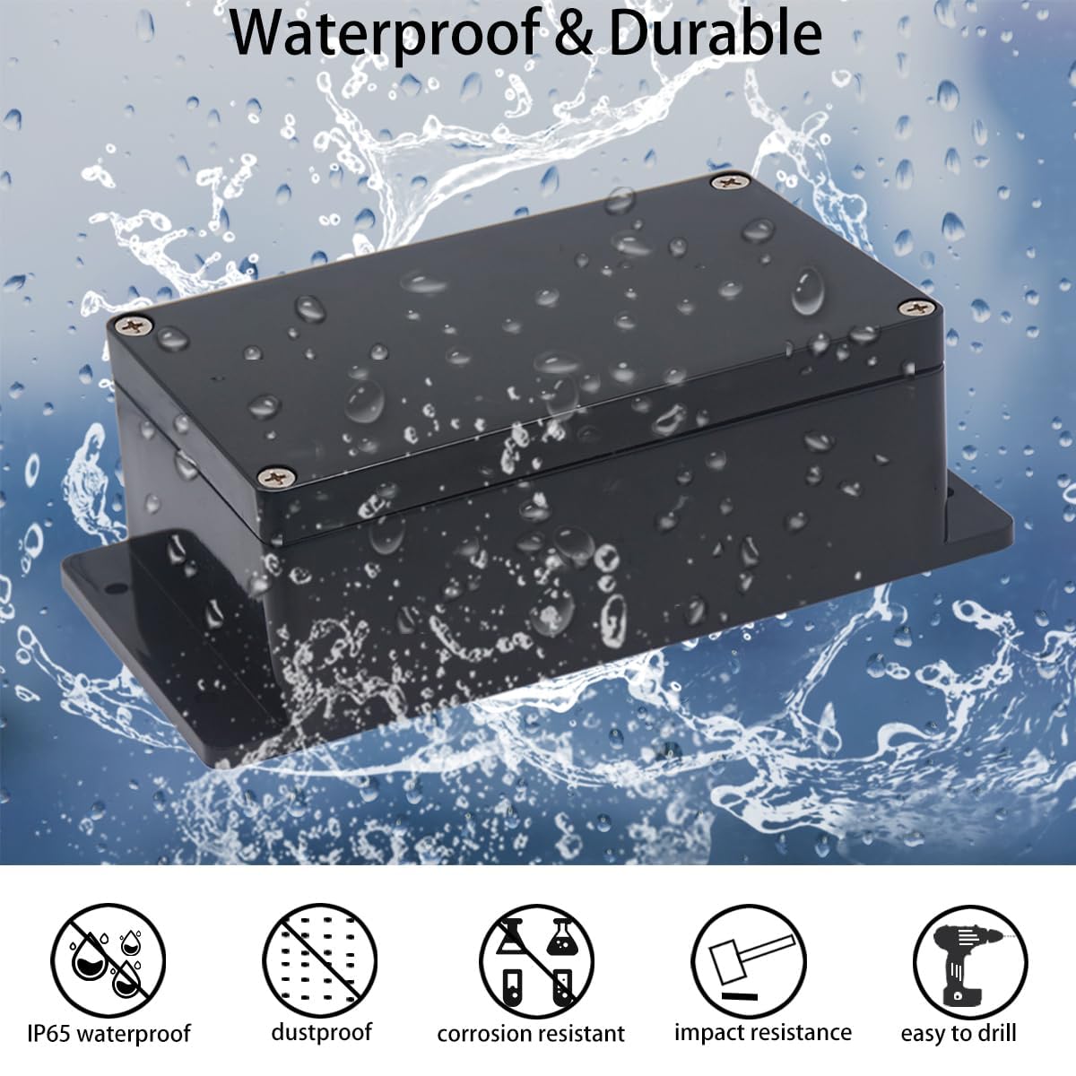 Project Box IP65 Waterproof Junction Box ABS Plastic Electrical Boxes DIY Electronic Project Case Power Enclosure with Fixed Ear 10.35x7.17x3.74 inch (263 x 182 x95 mm)
