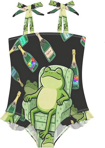 QUGRL Toddler Swimsuit Girls One Piece Swimwear Adjustable Cute Sling Bathing Suit for Beach Pool 18M-6Y