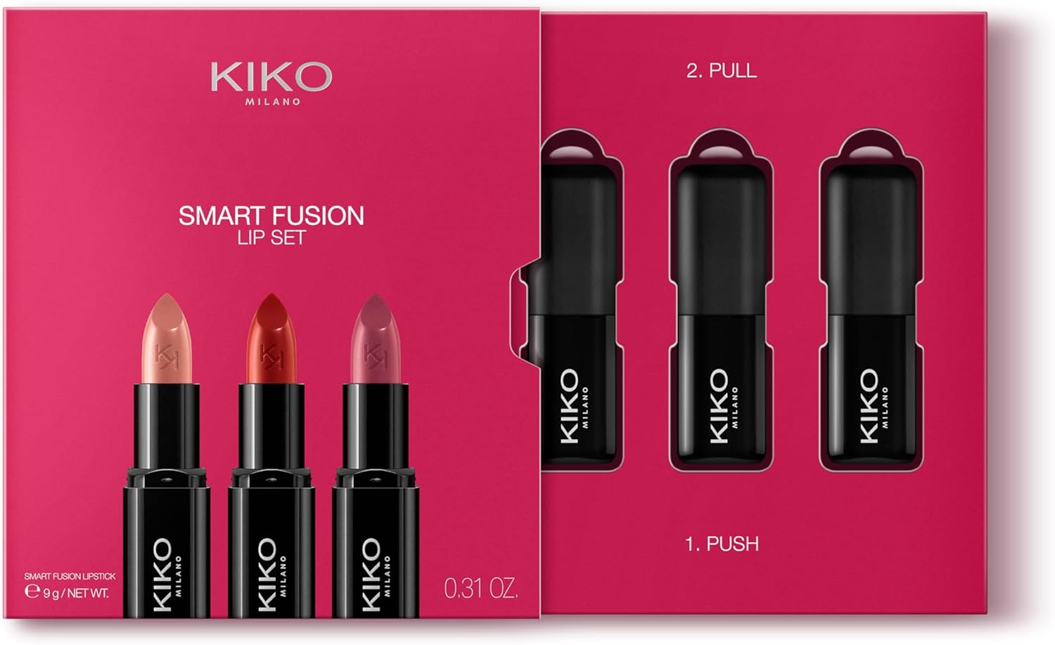 KIKO Milano Smart Fusion Lip Set 02: Kit 3 Rouges à Lèvres Lumineux Longue Tenue - Image détaillée