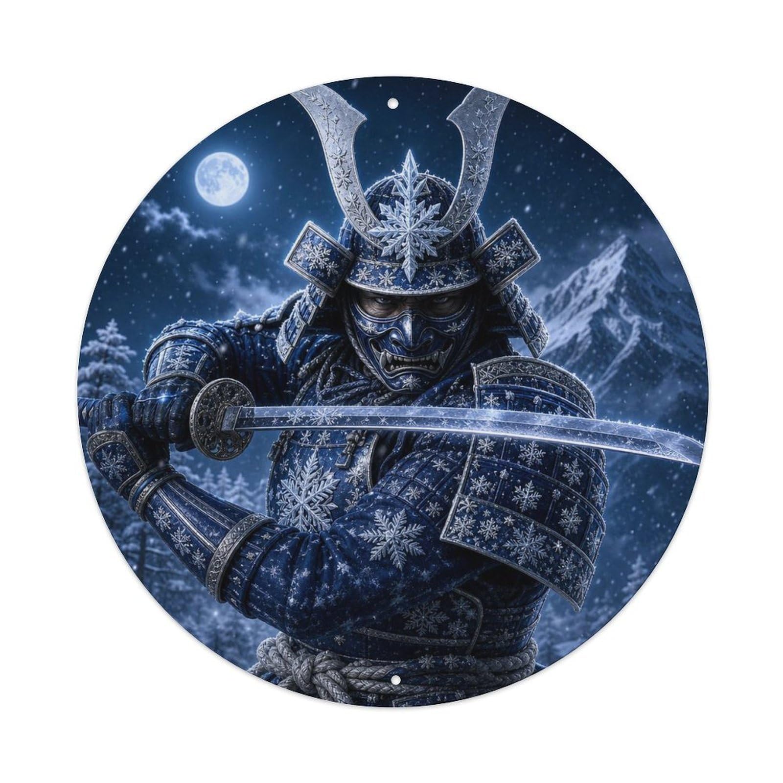 Okngb Style Dark Sapphire Ice Horizontal Slash Ready Blade Token Metal Tin Sign Plaque Wall Decor For Cafe, Man Cave, Club Bar, Office, Home Garden Round Metal Poster 8X8inch