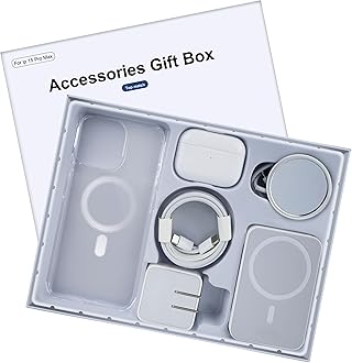6 Pack Accessories Gift Box Kit Includes Bluetooth Headphones, PD Fast Charger with Cable, Crystal Clear Magnetic Case, Magnetic Charger & Wireless Compatible for iPhone 15 Pro Max 6.7"