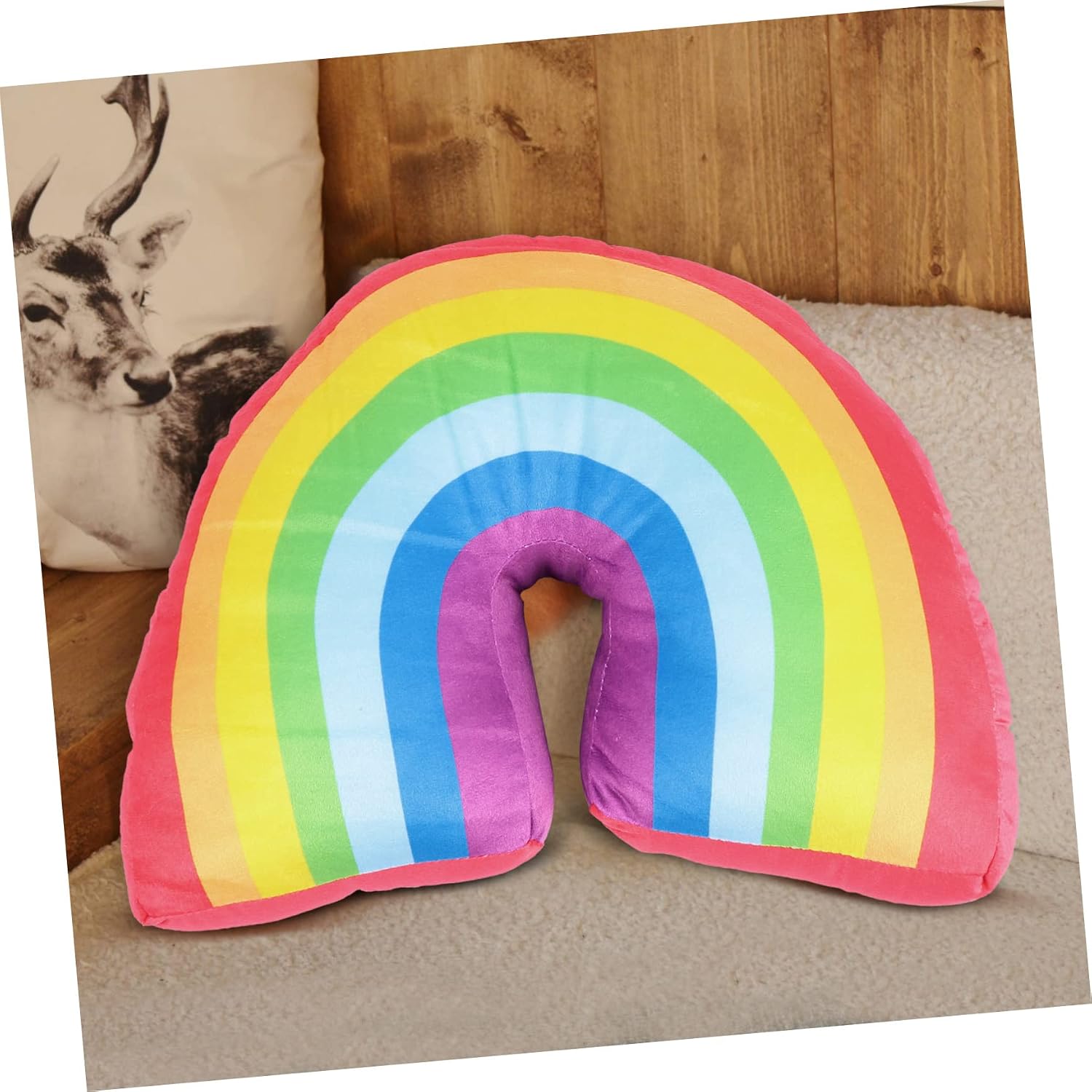 Ipetboom Nursery Decor Plush Rainbow Pillow Modern Decor Soft Cushion Car Pillow