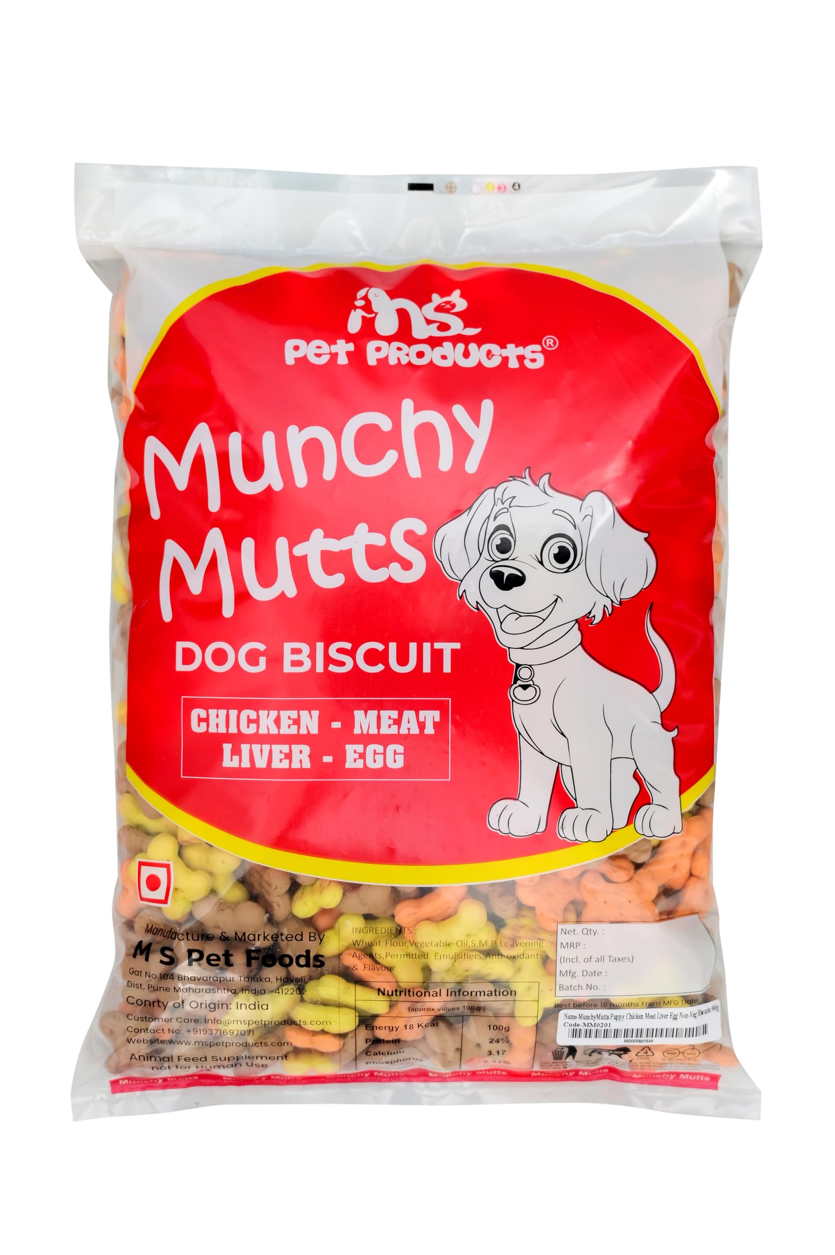 MunchyMutts Puppy Dog Biscuits Non-Veg Mix Real Chicken Meat Liver Egg Flavour 900 gram (Pack of 1)