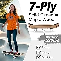 Vista 9 de BELEEV Patinetas para principiantes, 31 x 8 pulgadas, patineta completa para niños, adolescentes y adultos, 7 capas de arce canadiense doble patada