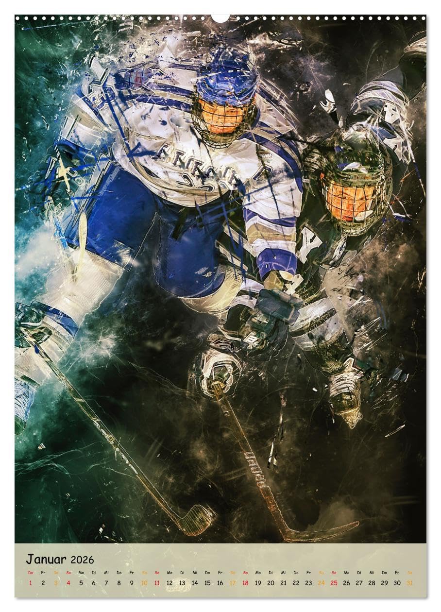 Eishockey spektakulär (hochwertiger Premium Wandkalender 2026 DIN A2 hoch), Kunstdruck in Hochglanz: Teamsport der Extra-Klasse - Kraft, Ausdauer, Härte und Schnelligkeit. (CALVENDO Sport)