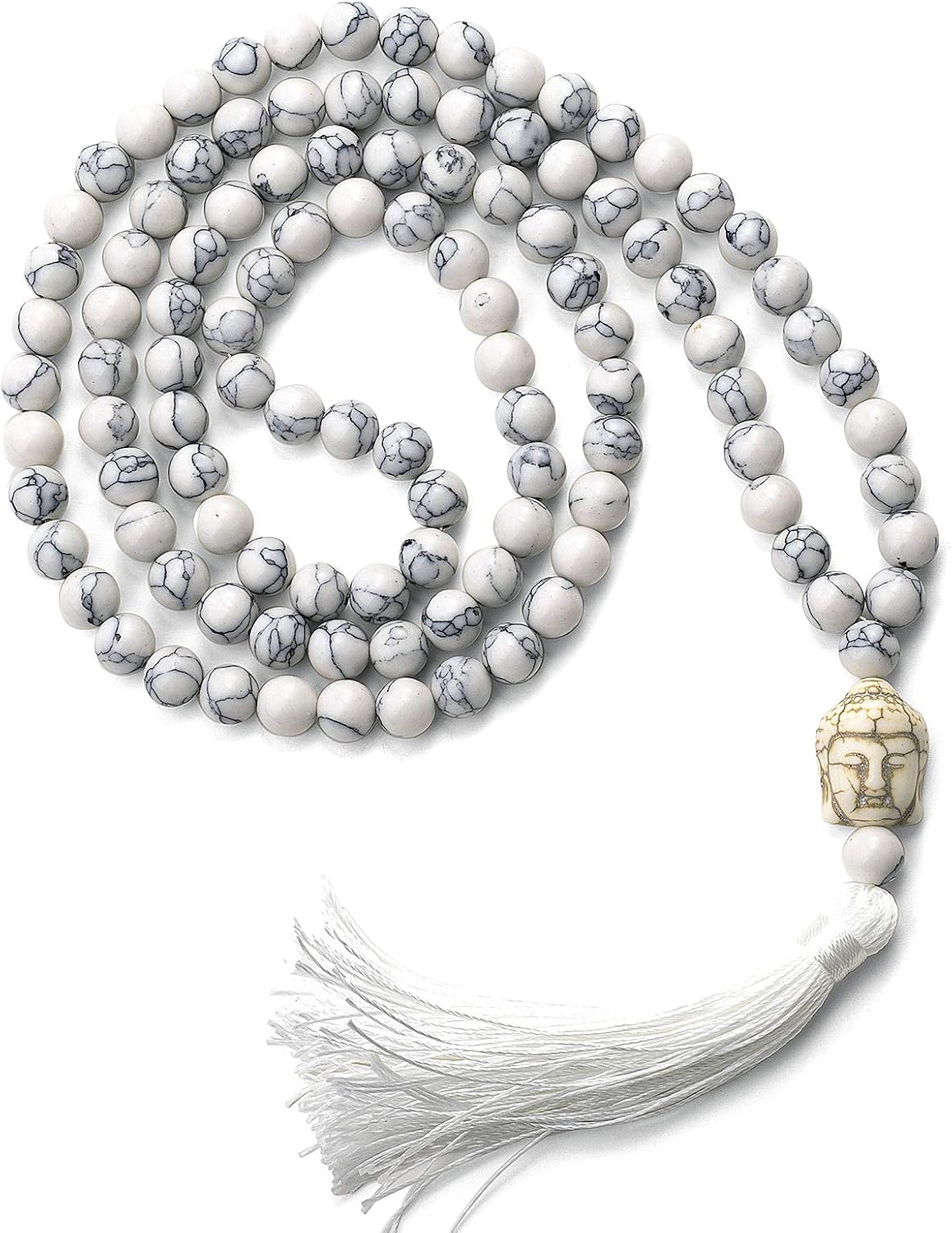 LIUANAN 108 Mala Beads 8mm Natural Bracelet Healing Gemstone Yoga Meditation Hand Knotted Mala Prayer Bead Necklace