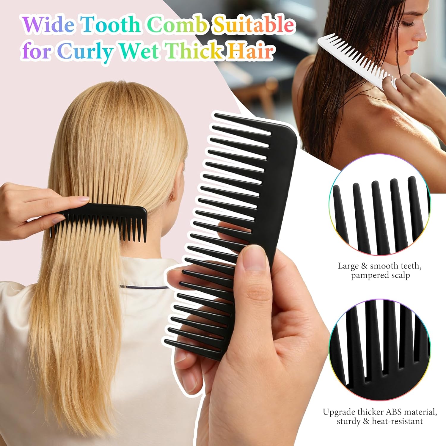 HOFASON 105 Pcs Wide Tooth Combs Bulk for Women, Curly Wet Hair Large Disposable Combs 6.1 Inch for Girls Teen Men Travel Hotel Homeless Charity Church Nursing Home(Black, White, Green)