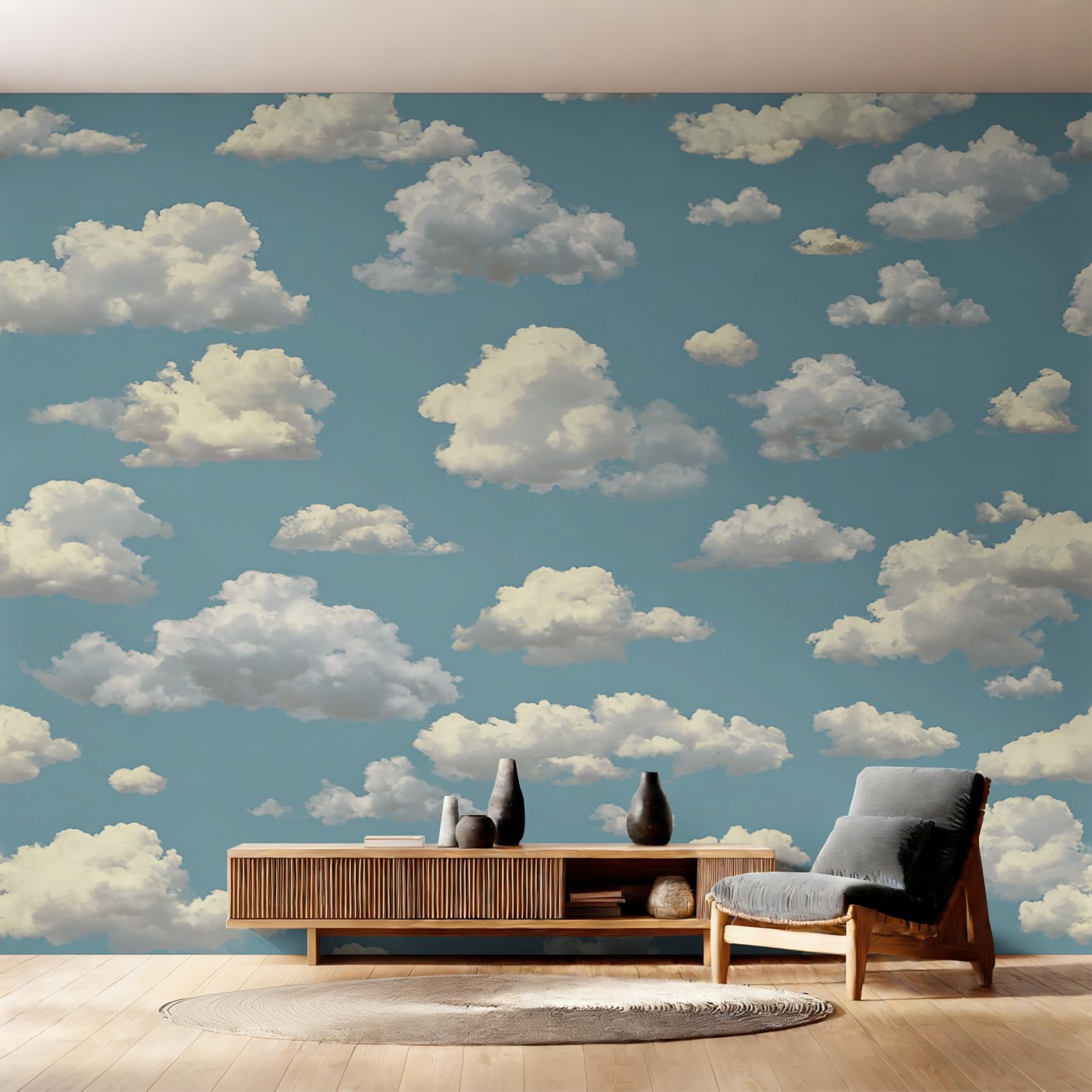 Papier Peint Ciel Bleu Grand Salon Fresque Murale Intissé