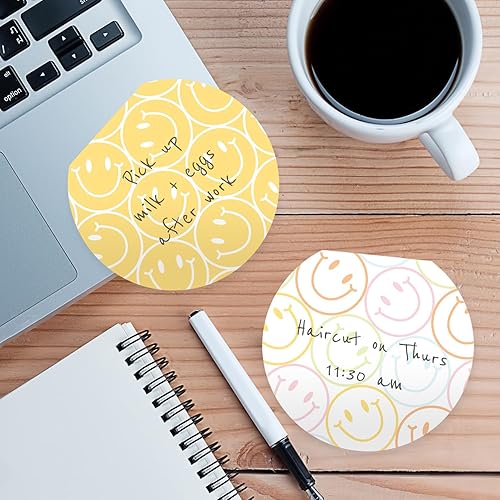 Miniatura 5 de Gotcha Covered Notebooks Juego de 3 bloc de notas adhesivas con cara sonriente, juego de 3 blocs de notas redondas y planas, notas adhesivas retro