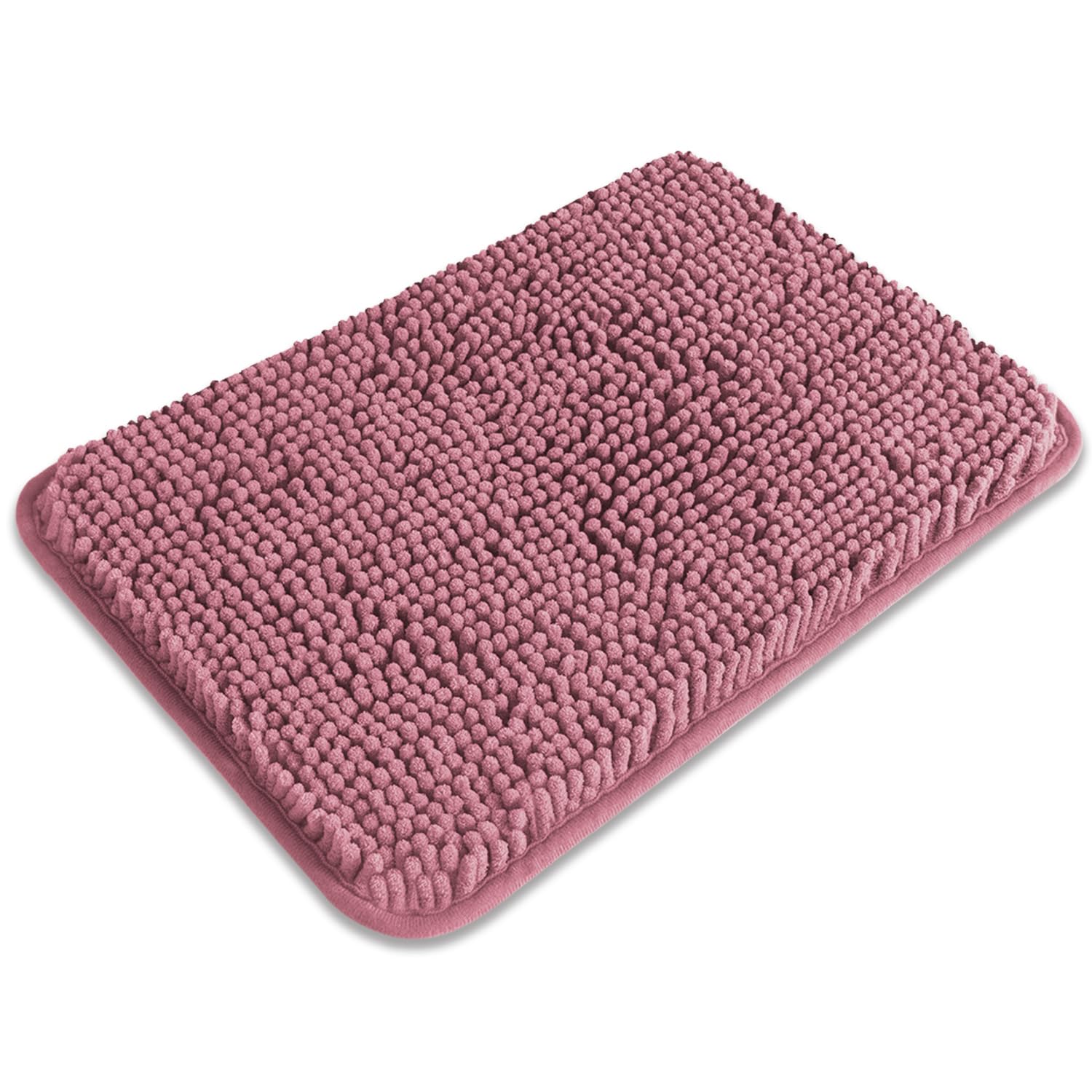 PureSwan Small Bathroom Rug 12"x18" – Washable and Absorbent Bath Mat, Non Slip, Thick Soft Chenille Bath Rugs for Bathroom, Shower, Sink, Dog mat(Dusty Rose)