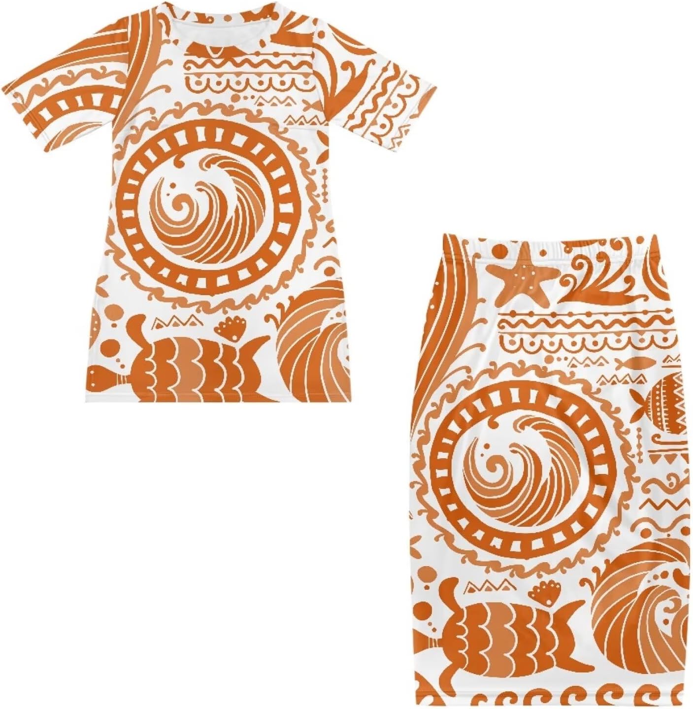 2 Piece Skirt Sets for Women Polynesian Dresses Hawaiian Outfits Puletasi Samoan Dress XS-7XL