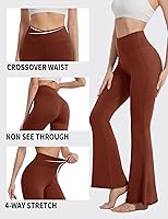 Vista 32 de ZOOSIXX Pantalones de yoga acampanados para mujer, leggings cruzados suaves con corte de bota Azul (Dusty Blue)