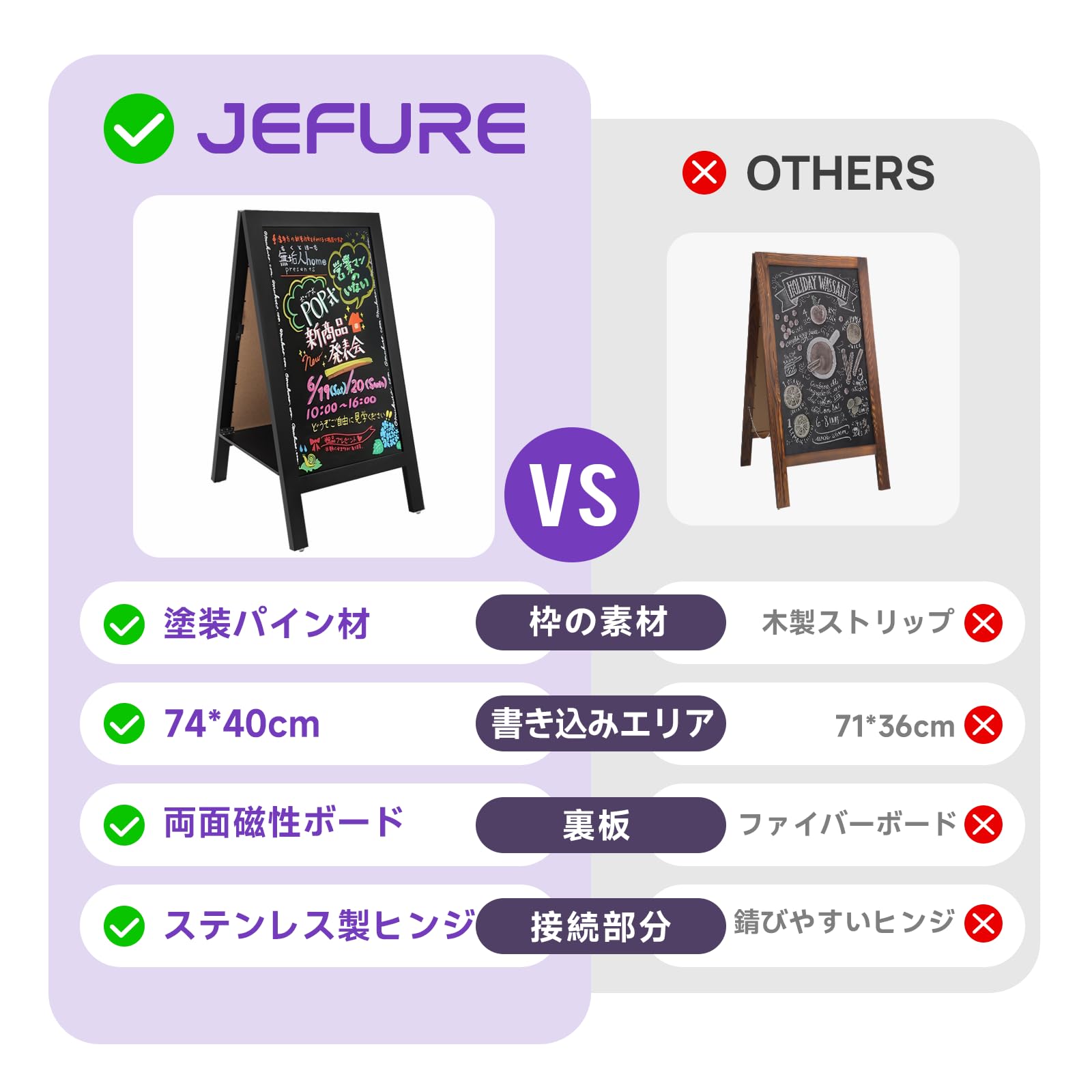 Amazon | JEFURE A型ブラックボード A看板 立て看板 スタンド看板 両面