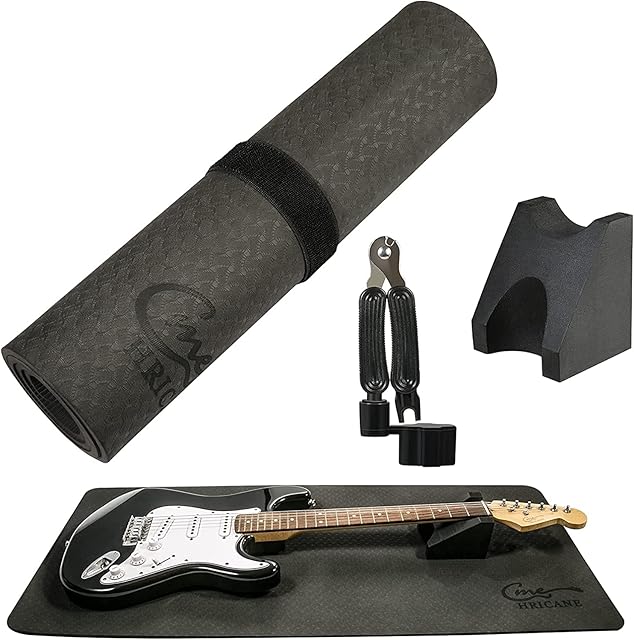 Hricane Zestaw mat roboczych do gitary + poduszka na szyję gitarę narzędzie + wymiana strun gitarowych i przecinak do strun, stacja robocza do naprawy instrumentów strunowych