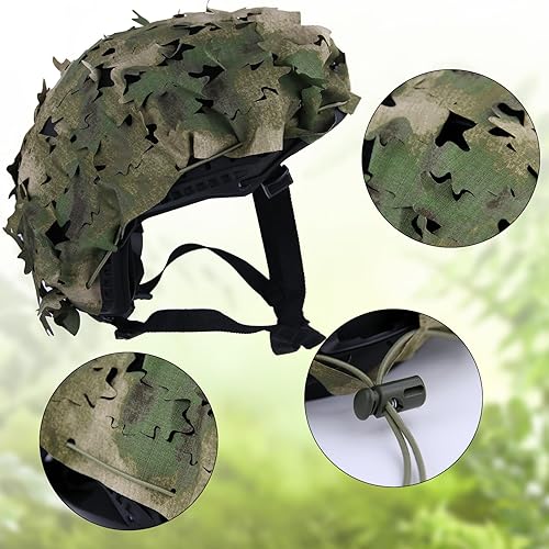 Vista 20 de LOOGU Funda táctica para casco, malla transpirable, camuflaje camuflaje casco cubierta ideal para combate táctico militar LOOGU SPRETTA.C MT frondoso
