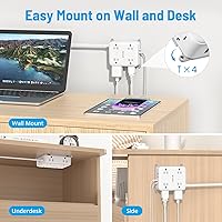 Vista 3 de TROND Surge Protector Power Strip with USB, Ultra Thin Flat Plug 5ft Extension Cord 1625W, 3 USB A & 1 USB C, 8AC Outlets 1440J Surge Protection