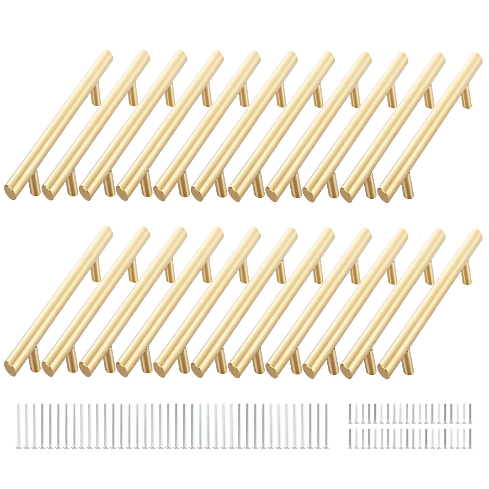 APACALI 20 Pack Gold Kitchen Cupboard Handles, 128mm Kitchen Door Handles, Stainless Steel Kitchen Cabinet Handles, Gold Wardrobe Handles for Cupboards, Drawer, Cabinet, Furniture Decoration
