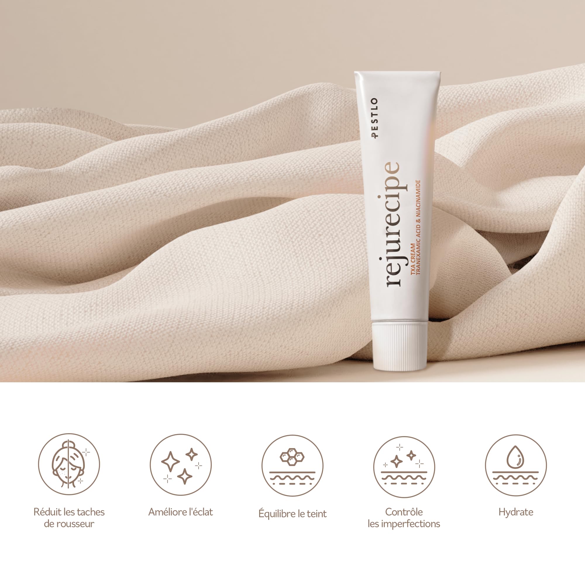 PESTLO PESTLE + ROAD Crème TXA Rejurecipe 1,01 fl.oz 30 ml | Crème anti-taches de rousseur, réduit les taches brunes, affine le teint irrégulier, hydrate, acide tranexamique, niaciamide