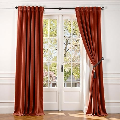 Miniatura 77 de Lazzzy Cortinas Opacas de Terciopelo con Aislamiento Térmico para Ventanas de Habitación, Cortinas de Lujo Súper Suaves para Sala de Estar, Salvia