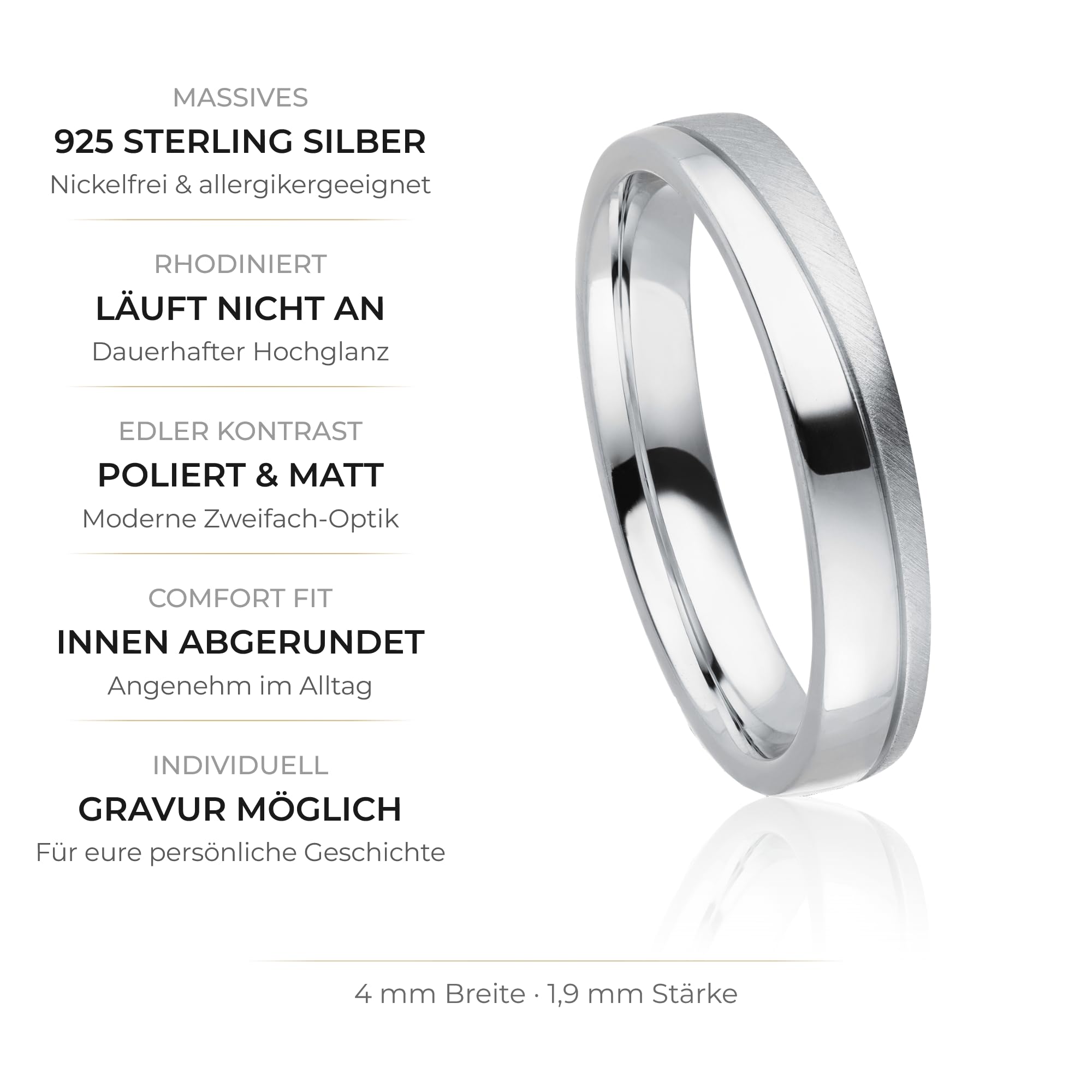 Kolibri Rings - Ring Damen & Herren Silber 925 Freundschaftsring Partnerring Verlobungsring - Inkl. Gratis Gravur und Etui